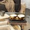 White Wax Egyptian Mint Scented Candle Set with Gold Hammered Containers and Oval Holding Tray